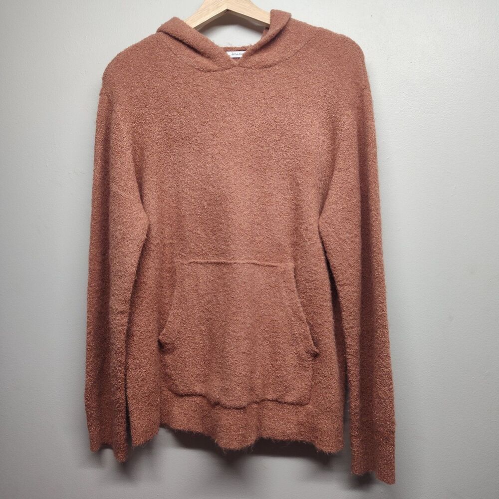 Staccato Hoodie Knit Sweater Women Size XL Brown Stretch Bohemian Loungewear